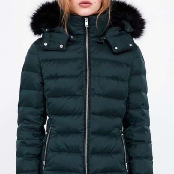 zara down puffer jacket with hood